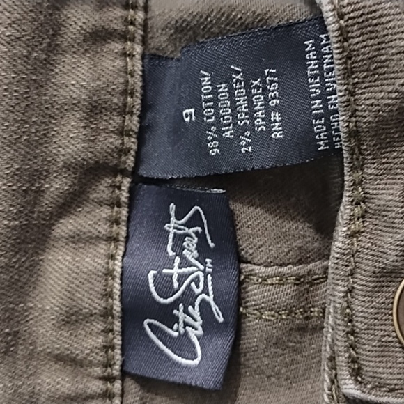 Olive Green Grey Stretch Skinny Jeans with Brass Back Pocket Detail - Picture 8 of 13